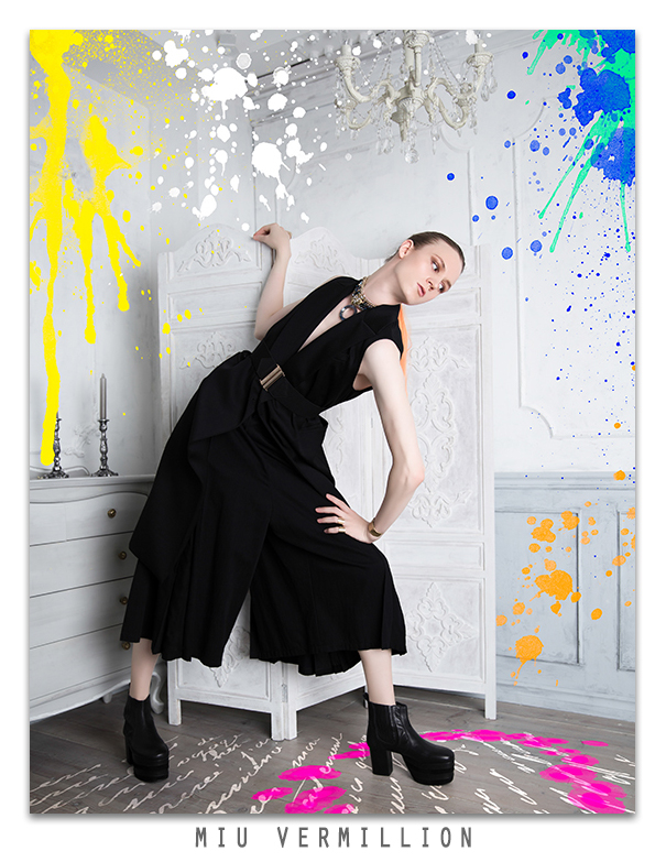 Splash! - Fashion Editorial by Miu Vermillion for Aether Magazine with androgynous model Yukiro Dravarious in Tokyo, Japan